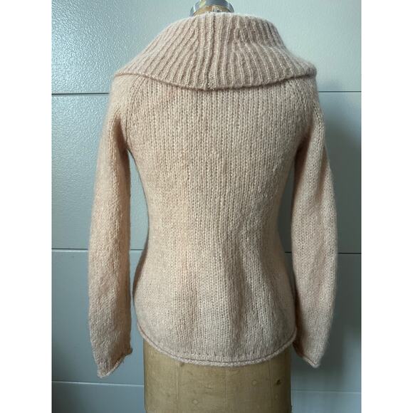 Anthropologie HWR mohair wool cardigan shawl blush lined fuzzy sz s - Picture 10 of 16